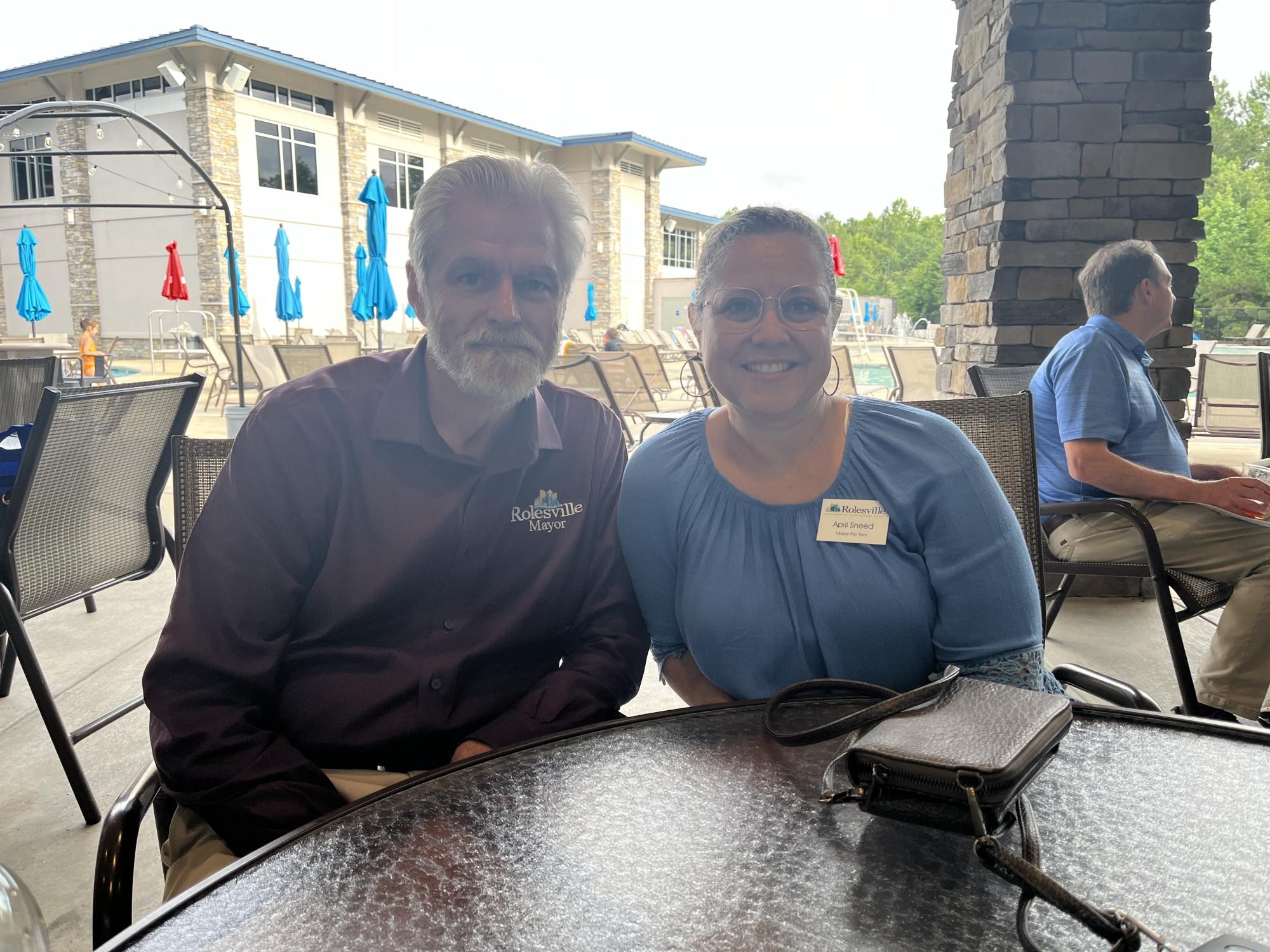 Mayor Currin with Mayor Pro Tem April Sneed at July 2024 Business After Hours